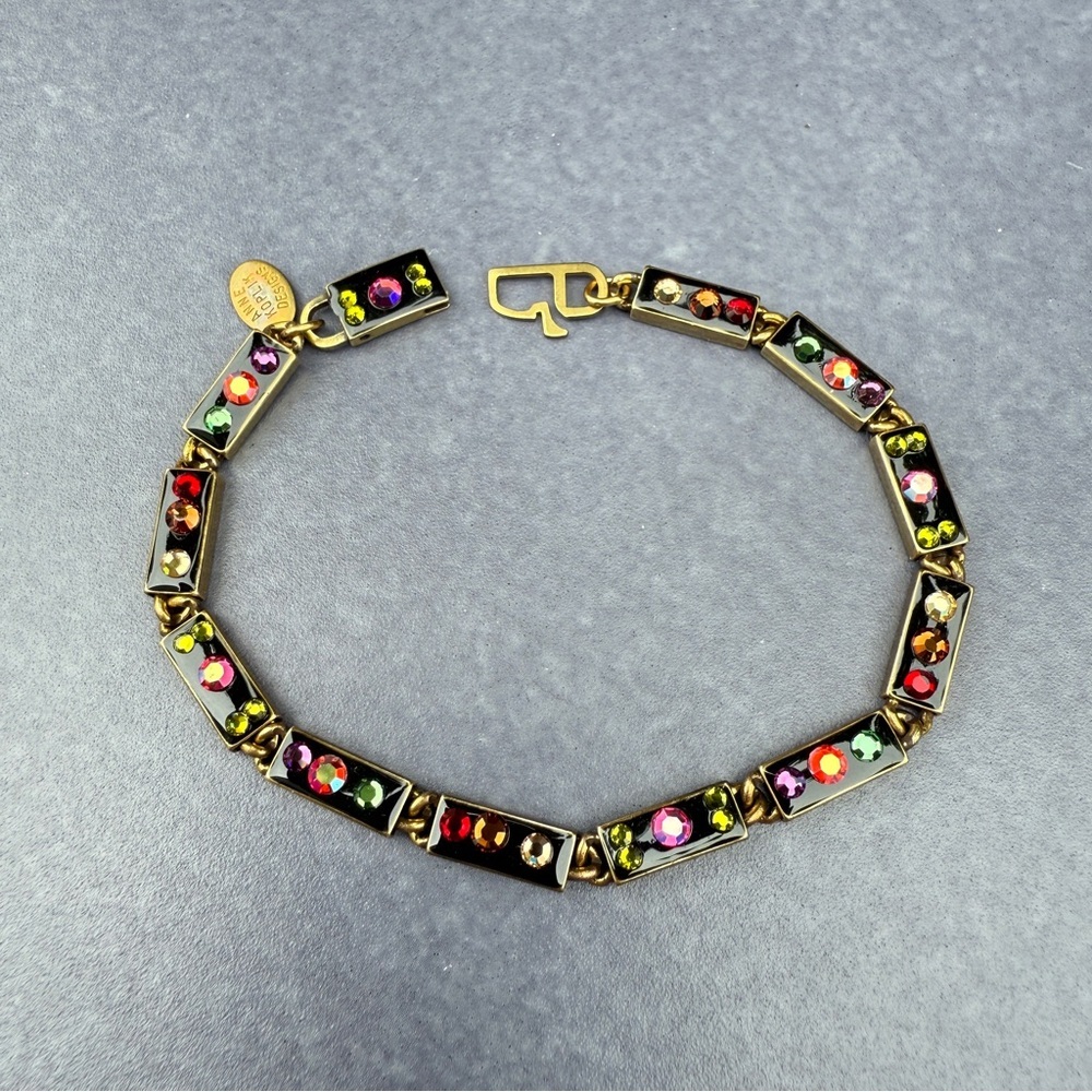 Anne Koplik Vintage Multicolor Rectangular Chain Link Bracelet - Picture 8 of 8
